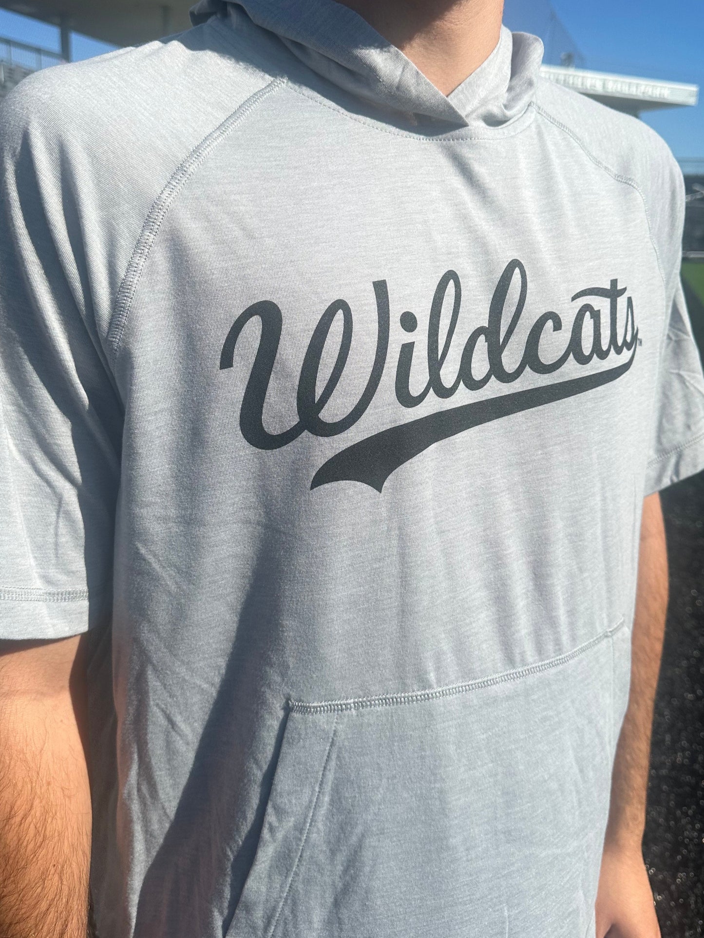 Gray "Wildcats" Short Sleeve T-Shirt Hoodie