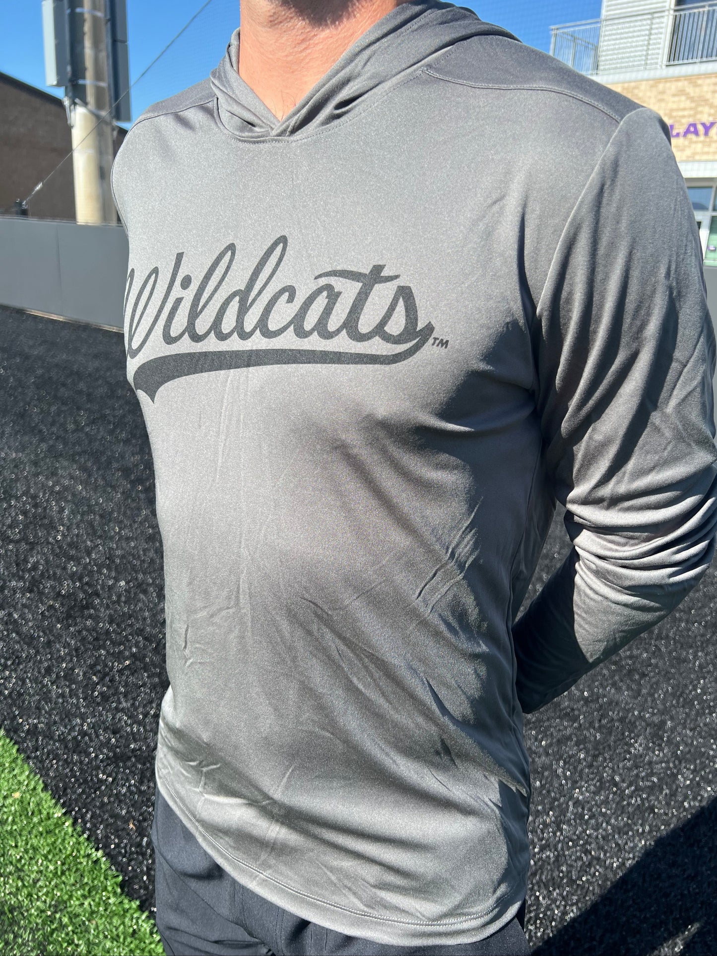 Gray "Wildcats" Long Sleeve T-Shirt Hoodie