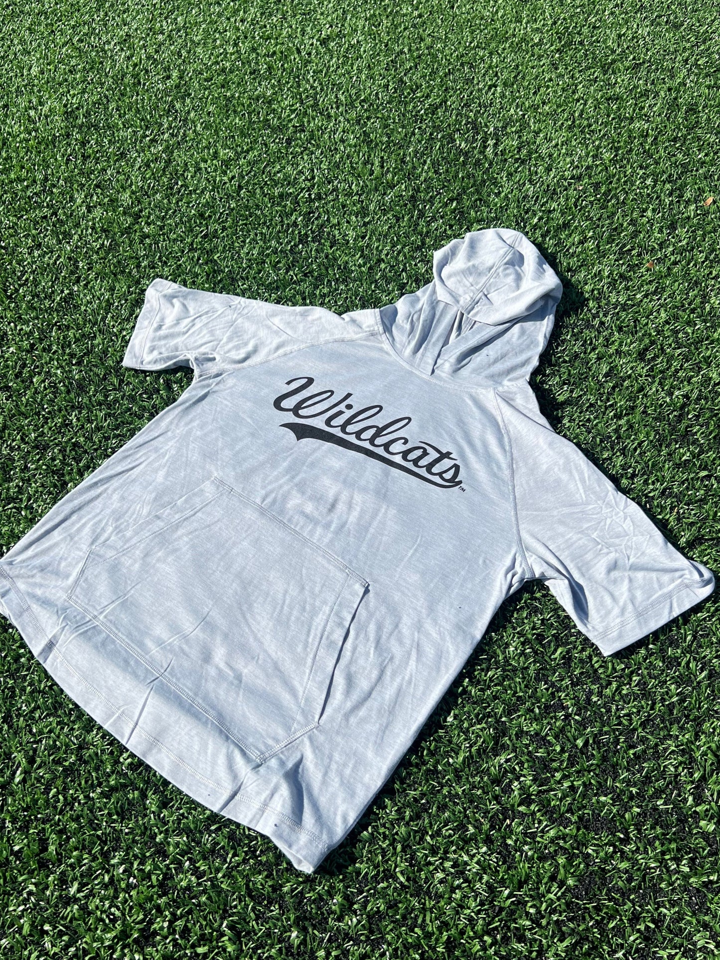 Gray "Wildcats" Short Sleeve T-Shirt Hoodie