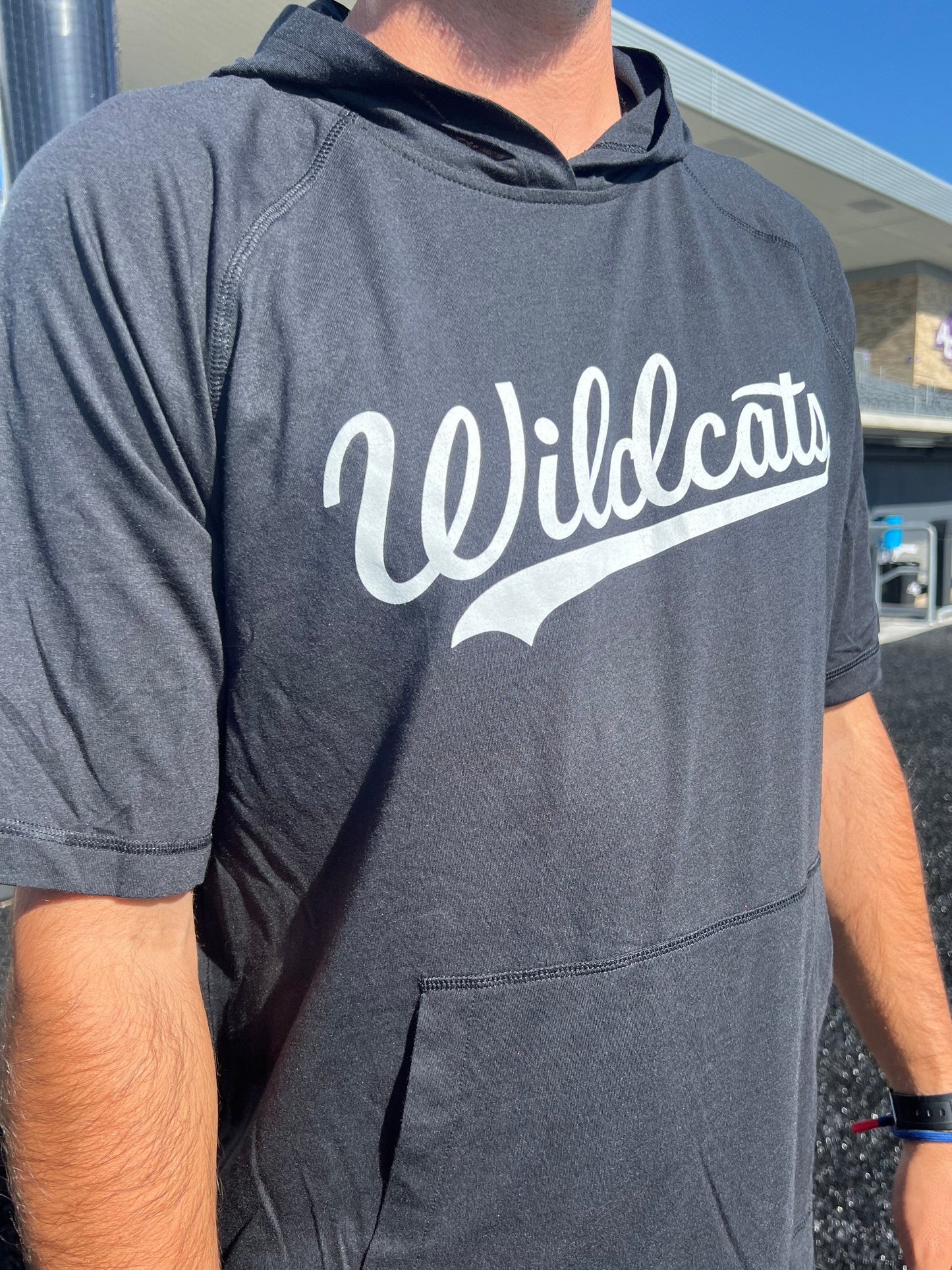 Black "Wildcats" Short Sleeve T-Shirt Hoodie