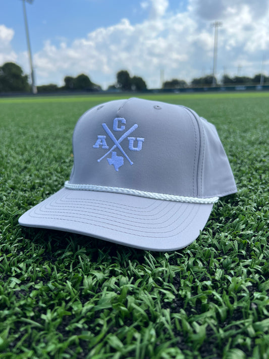 Light Gray "Crossed Bat" Rope Hat