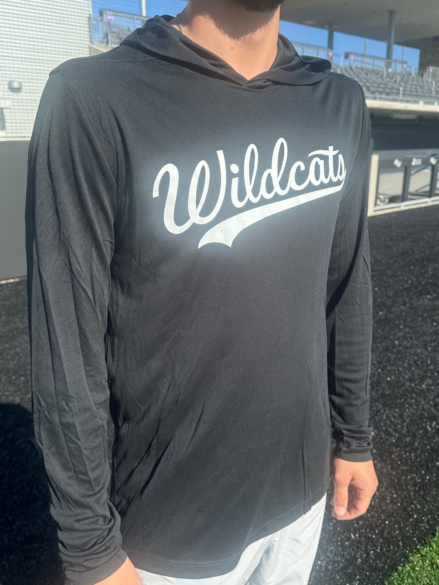 Black "Wildcats" Long Sleeve T-Shirt Hoodie