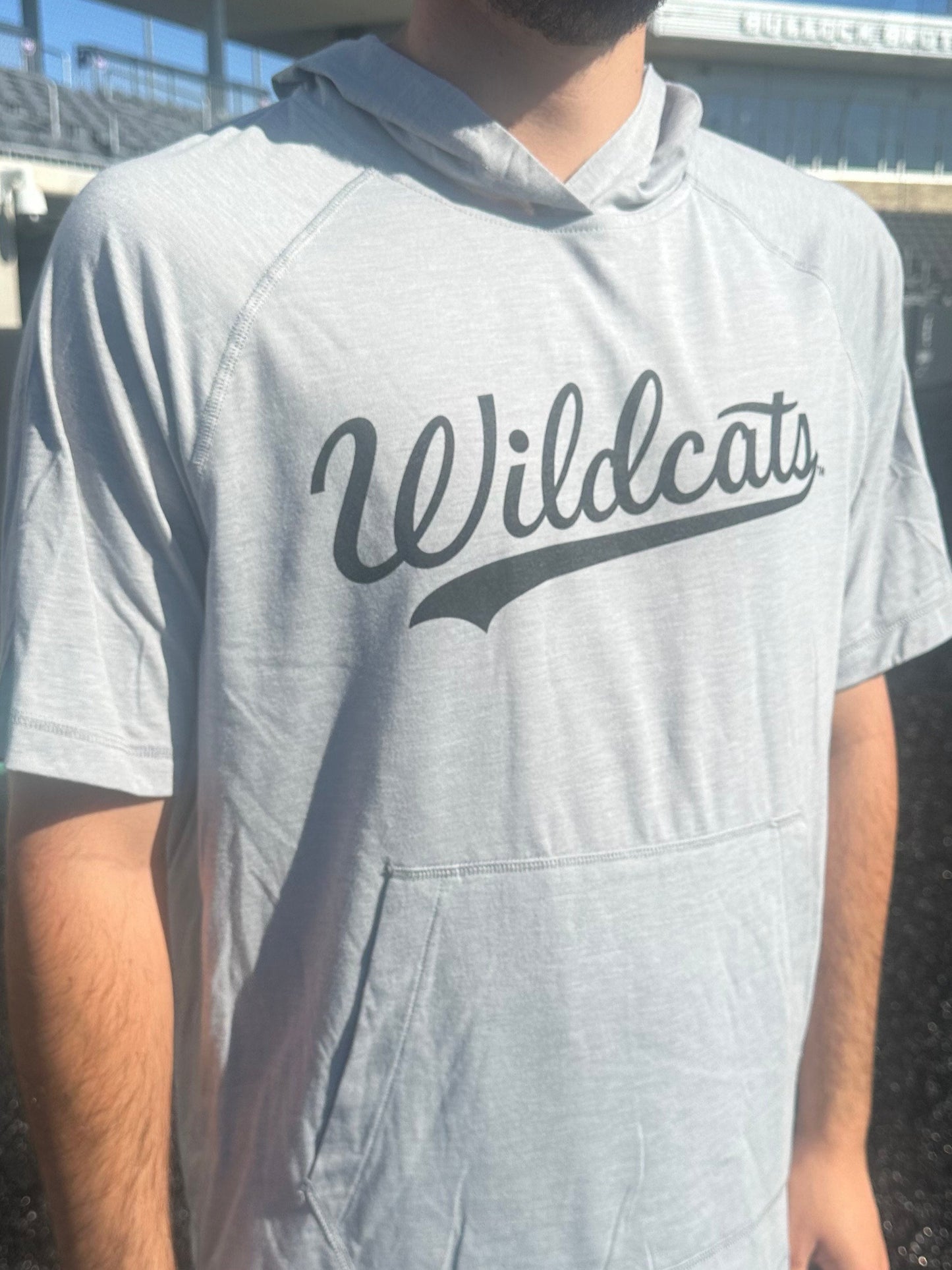 Gray "Wildcats" Short Sleeve T-Shirt Hoodie
