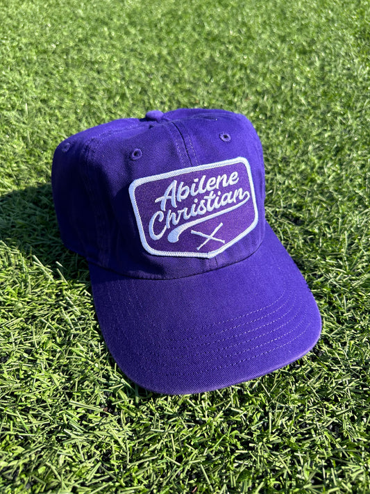 Purple Abilene Christian Script Unscructured "Dad" Hat