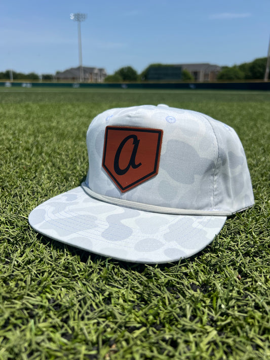 Limited White Camo Leather "A" Script Rope Hat