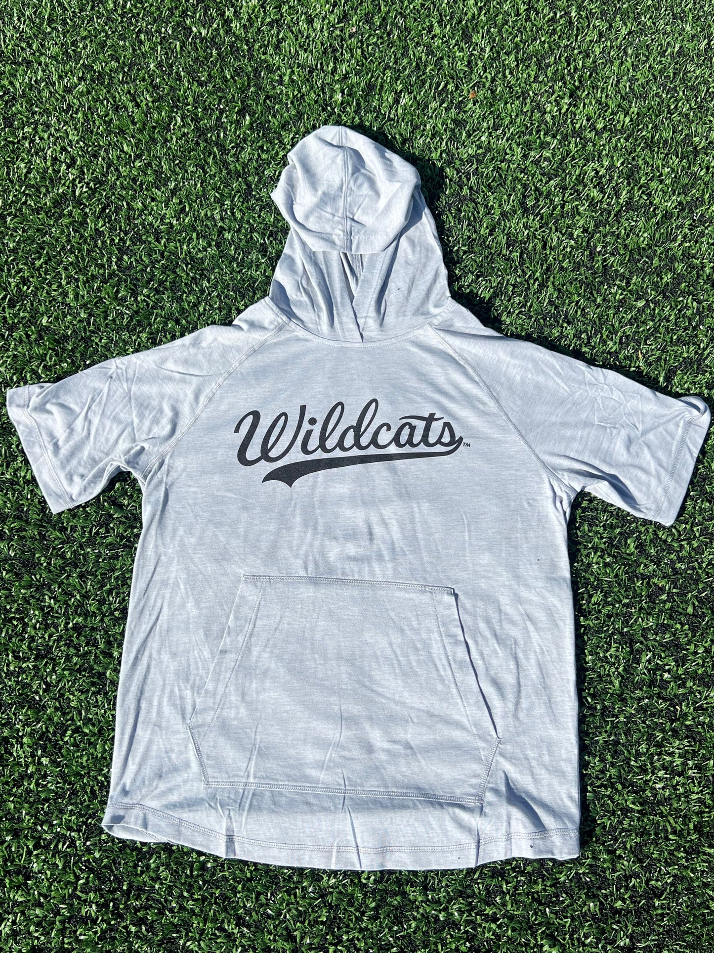 Gray "Wildcats" Short Sleeve T-Shirt Hoodie