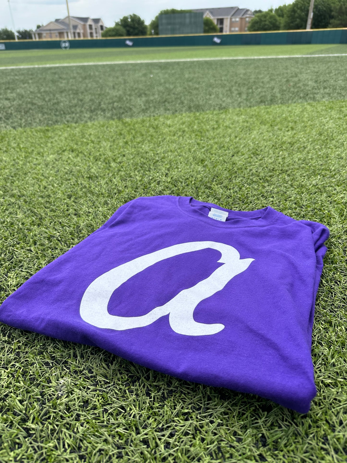 Purple Short Sleeve "A" Script T-Shirt